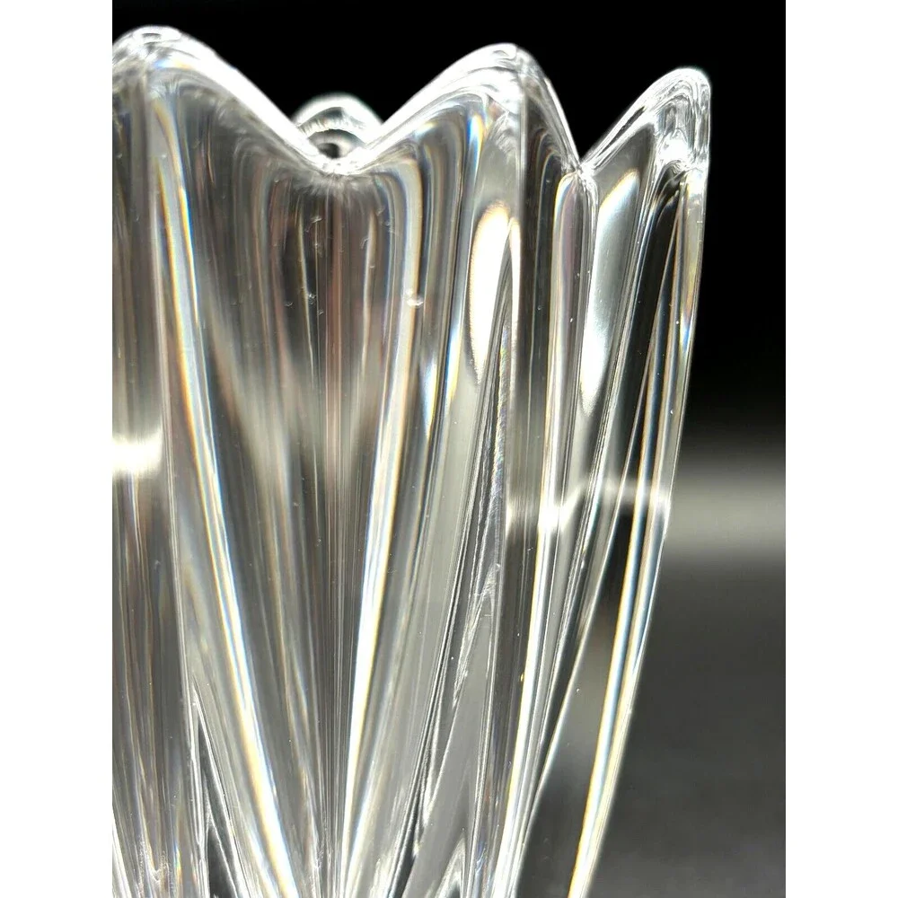 Vintage Orrefors Heavy Crystal Flower Vase Signed Made in Sweden 5.75” Gorgeous!